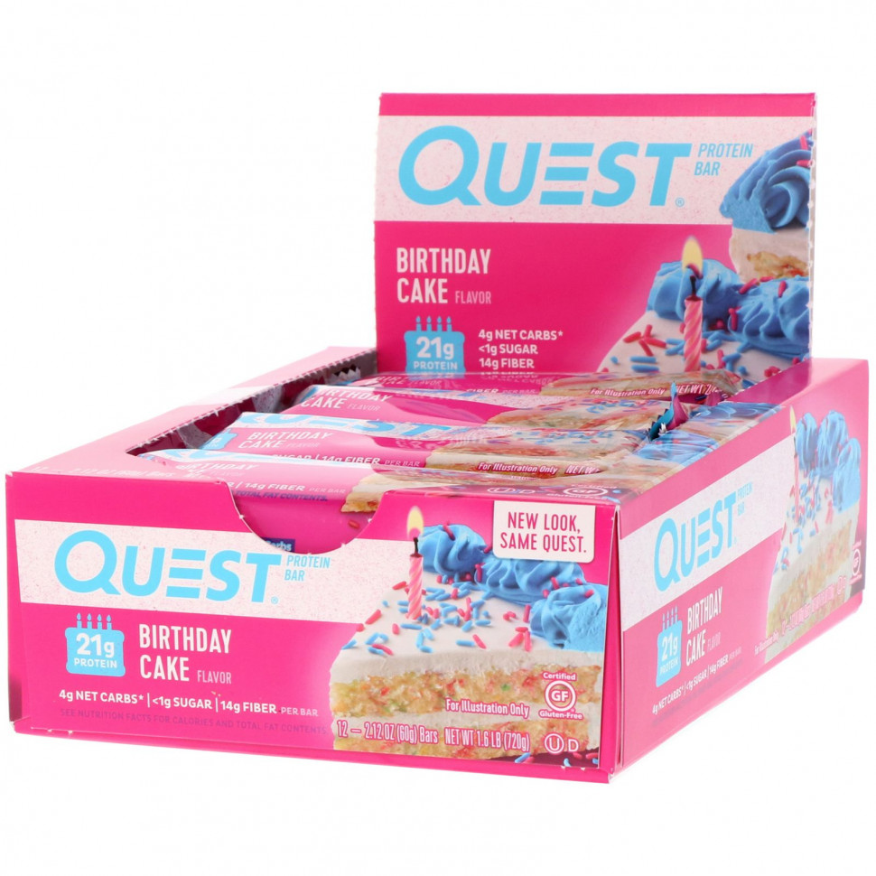 ������ ������ Quest Nutrition, Quest Protein Bar, Birthday Cake, 12 Pack, 2.12 oz (60 g) Each  IHerb (������) ����
