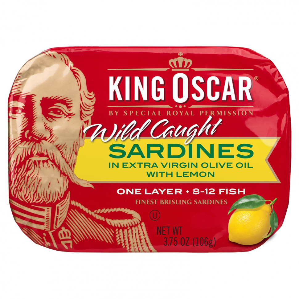 ������ ������ King Oscar, Wild Caught, Sardines In Extra Virgin Olive Oil With Lemon, 3.75 oz (106 g)  IHerb (������) ����