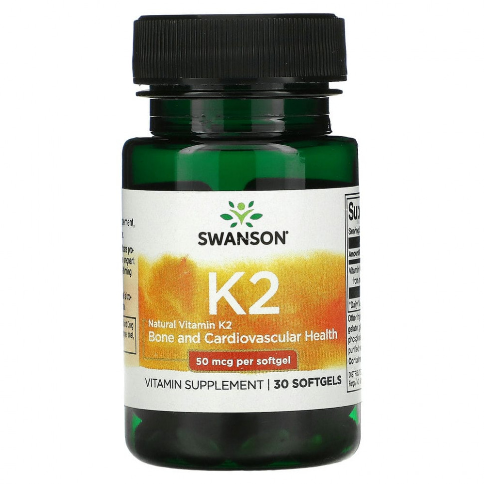 ������ ������ Swanson, Natural Vitamin K2, Bone and Cardiovascular, 50 mcg, 30 Softgels  IHerb (������) ����