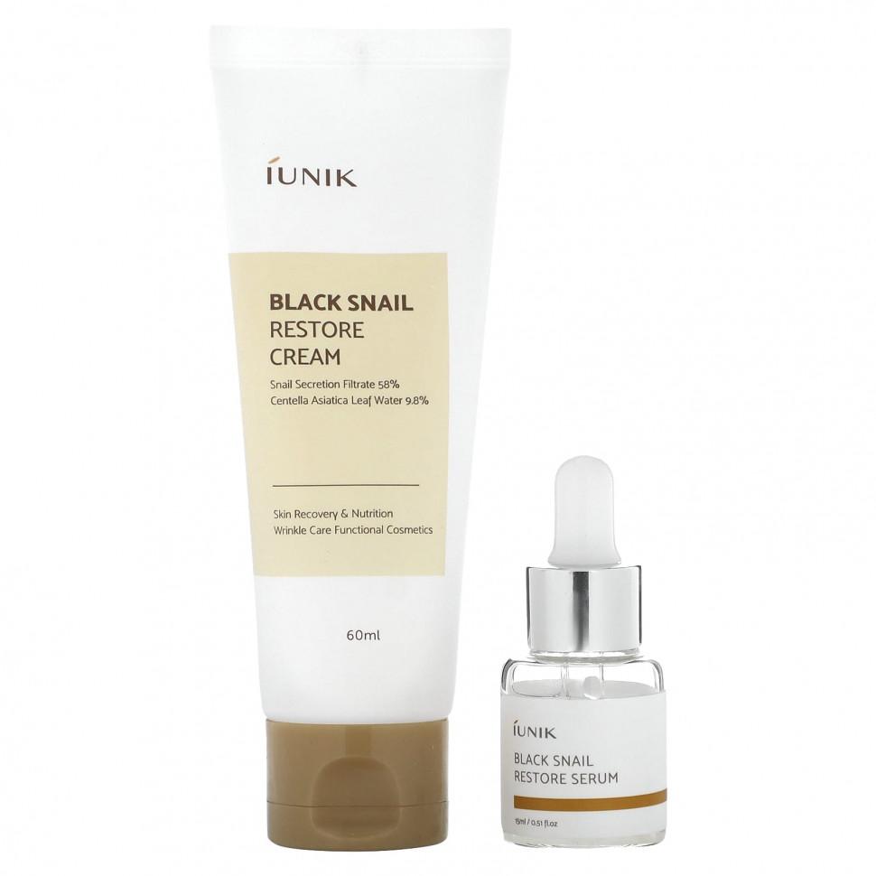 ������ ������ iUNIK, Black Snail Edition Skin Care Set, Cream & Mini Serum, 2 Piece Set  IHerb (������) ����