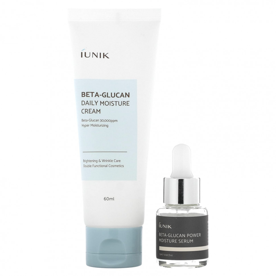 ������ ������ iUNIK, Beta-Glucan Edition Skin Care Set, Cream & Mini Serum, 2 Piece Set  IHerb (������) ����
