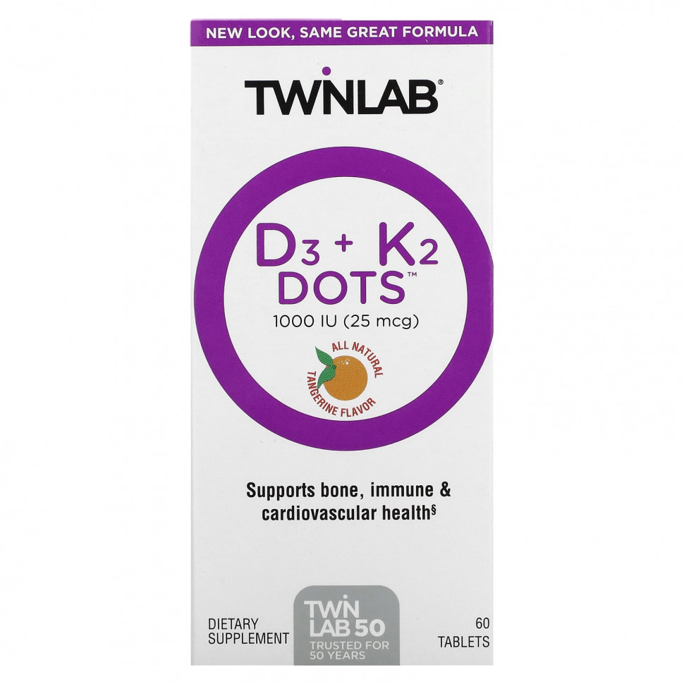  Twinlab, D3 Dots + K2,   , 1000  (25 ), 60     -     , -, 