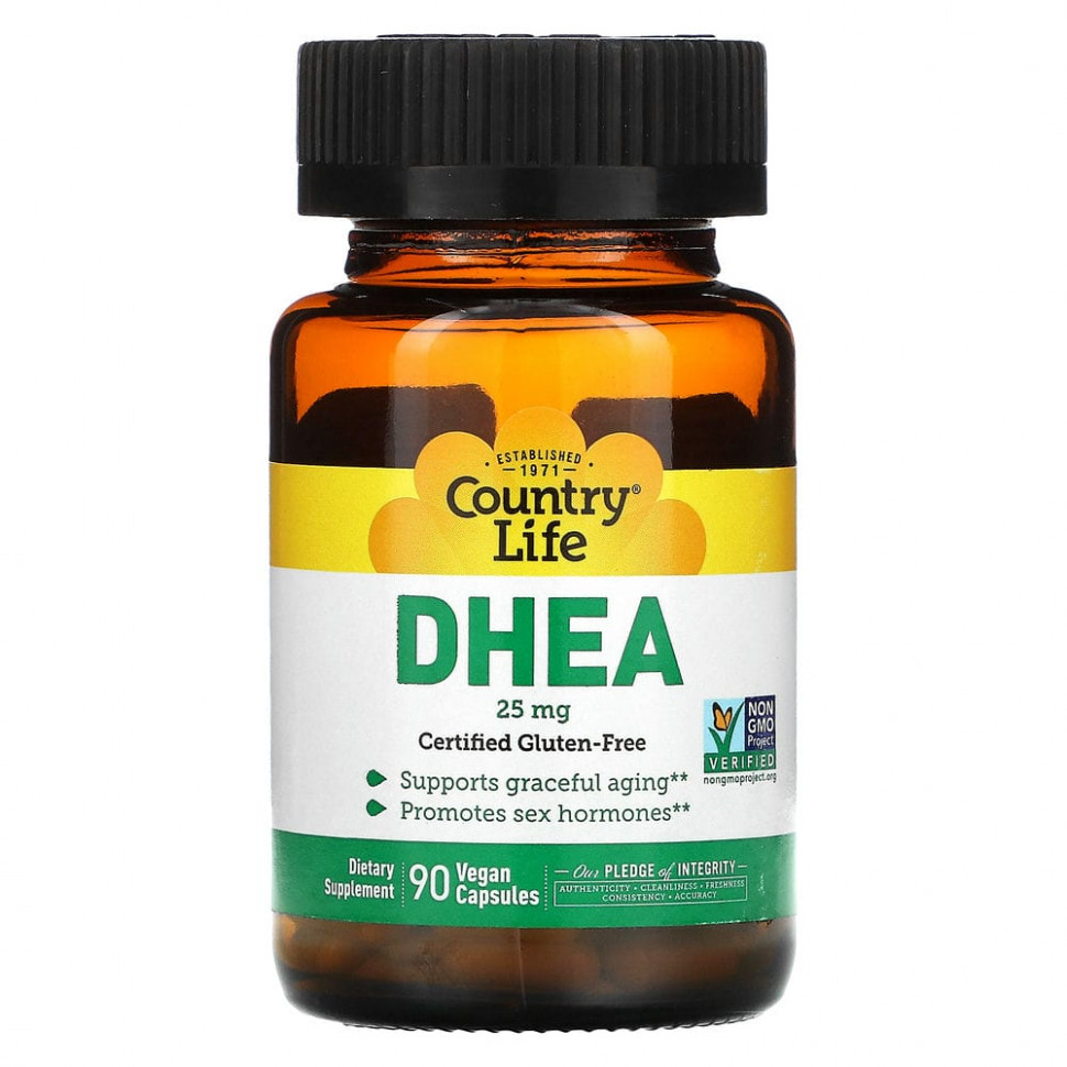  Country Life, DHEA, 25 mg, 90 Vegetarian Capsules    -     , -, 