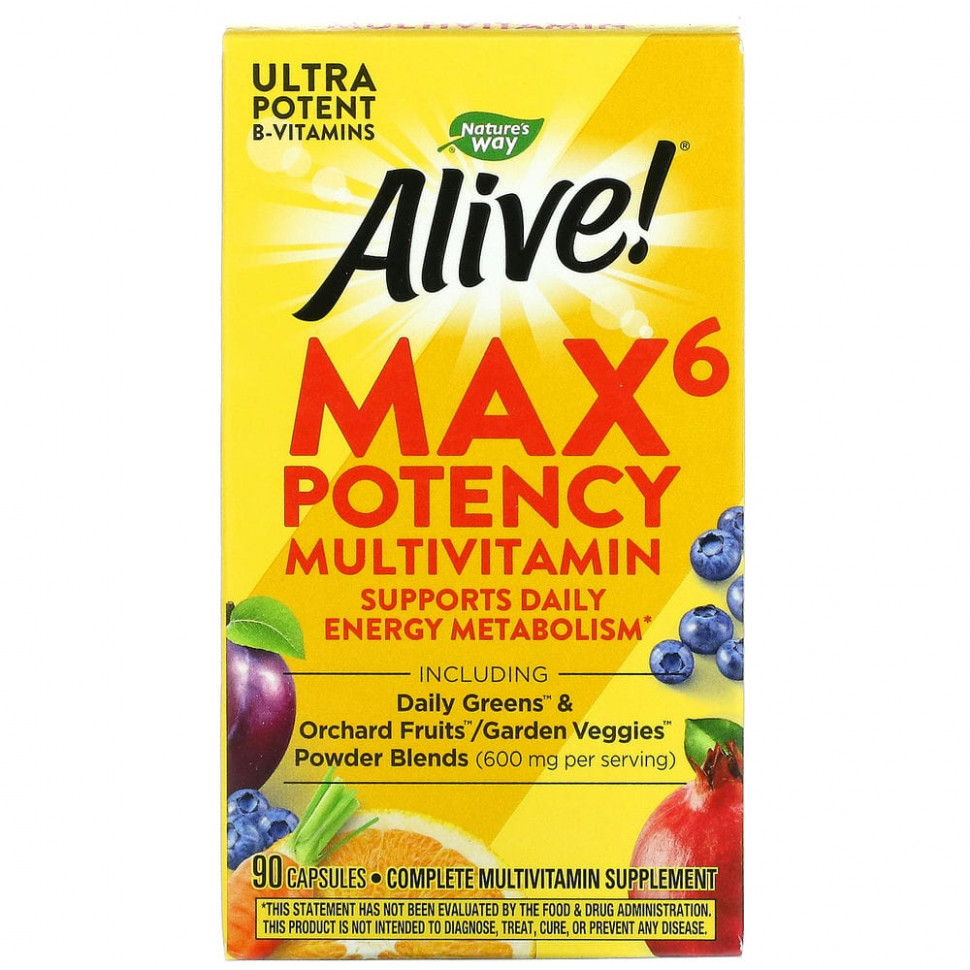 ������ ������ Nature's Way, Alive! Max6 Potency, ��������������, 90 ������  IHerb (������) ����