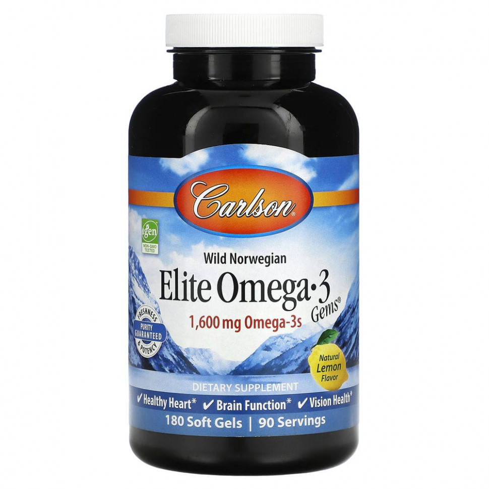  Carlson Labs, Wild Caught, Elite Omega-3 Gems,  -3 ,   , 800 , 180     -     , -, 