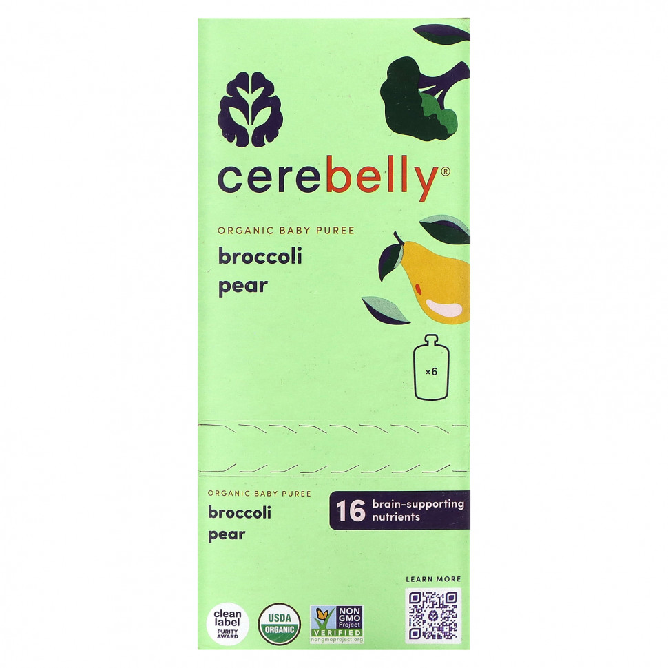 ������ ������ Cerebelly, Organic Baby Puree, Broccoli Pear, 6 Pouches, 4 oz (113 g) Each  IHerb (������) ����
