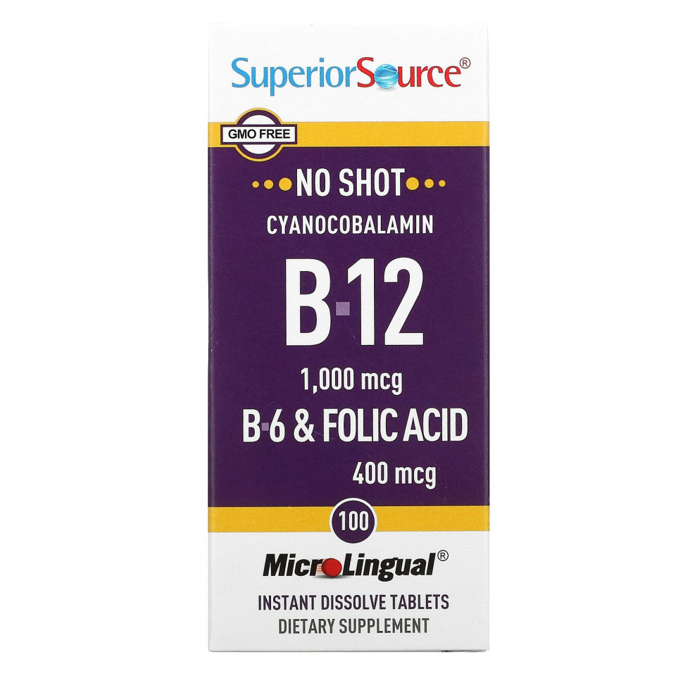  Superior Source, Cyanocobalamin B-12, 1,000 mcg, 100 Instant Dissolve Tablets    -     , -, 