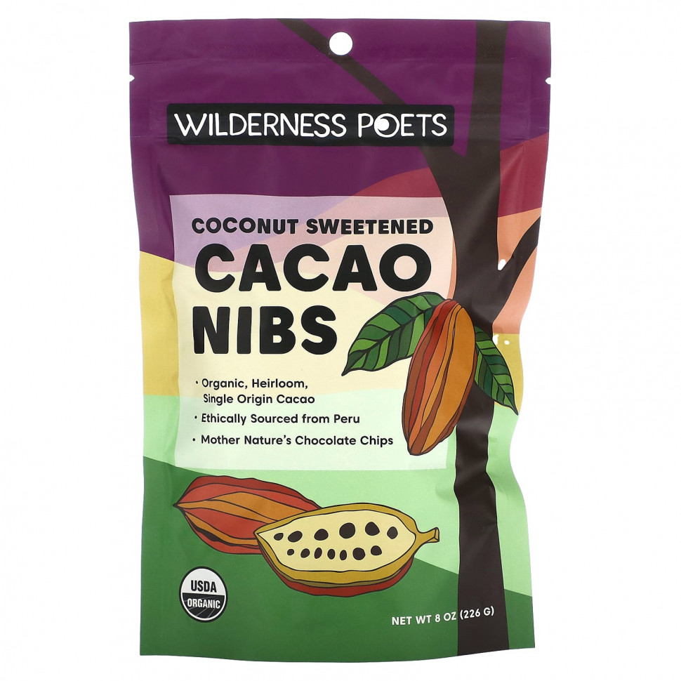  Wilderness Poets, Coconut Sweetened Cacao Nibs, 8 oz (226 g)    -     , -, 