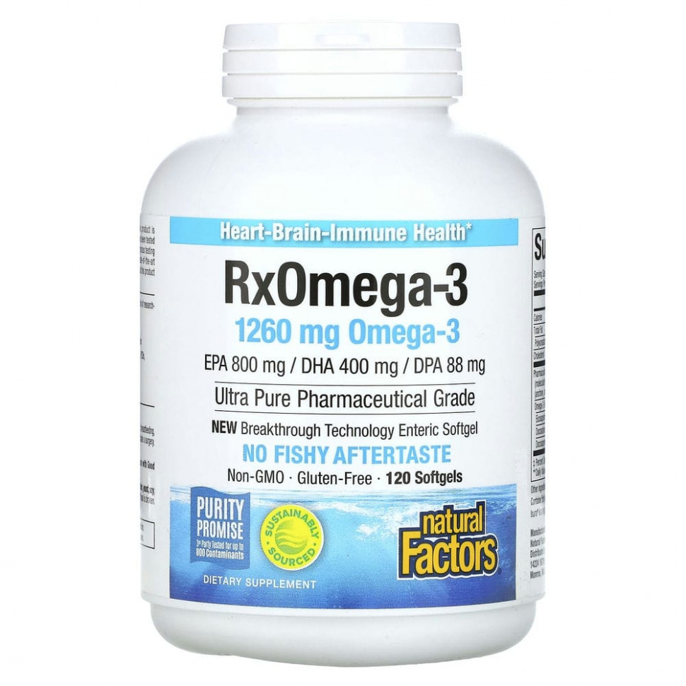  Natural Factors, Rx Omega-3, 120   Enteripure    -     , -, 