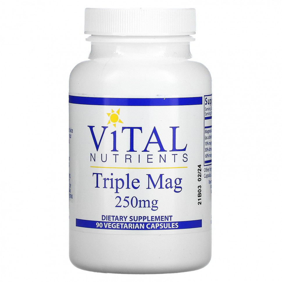 ������ ������ Vital Nutrients, Triple Mag, 250 ��, 90 �������������� ������  IHerb (������) ����