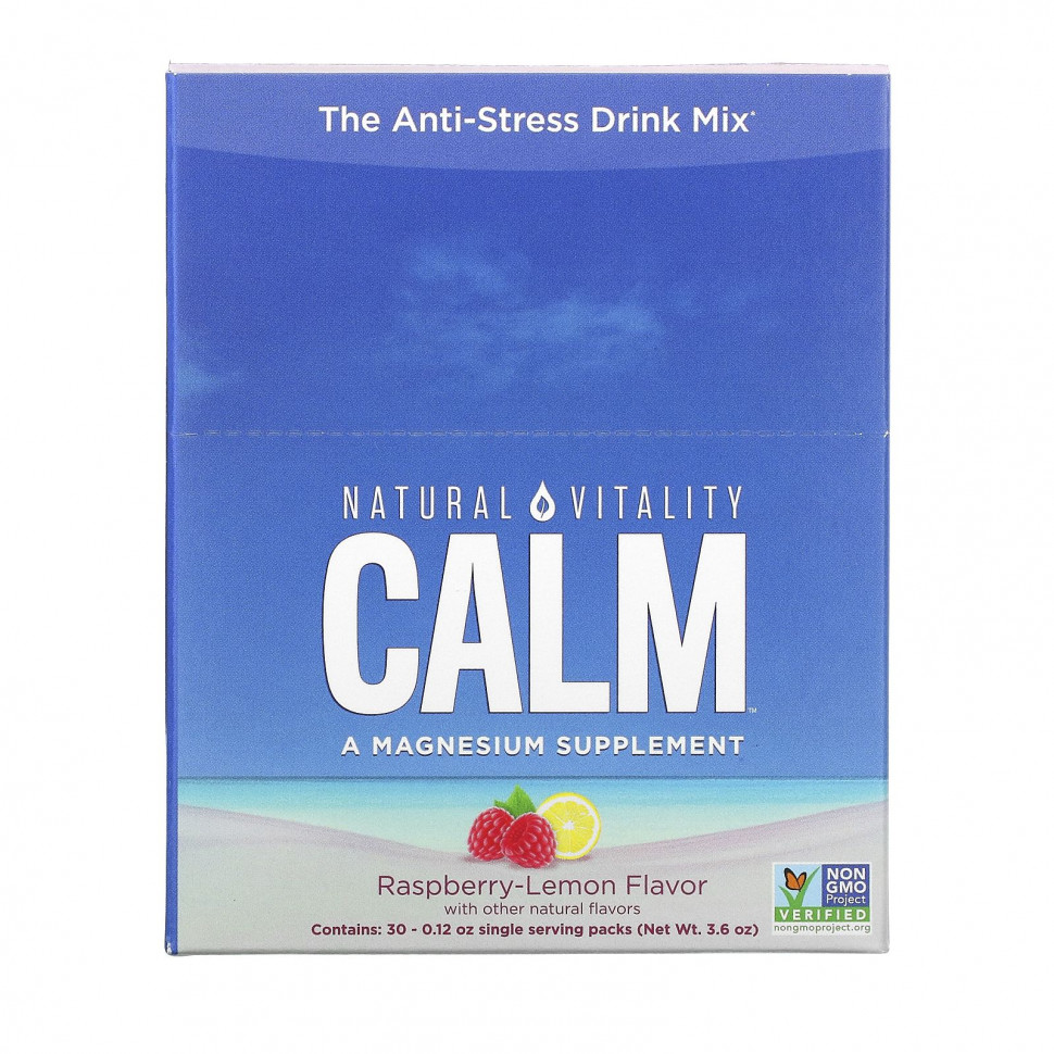  Natural Vitality, CALM, The Anti-Stress Drink Mix, Raspberry-Lemon Flavor, 30 Single Serving Packs, 0.12 oz (3.3 g)    -     , -, 