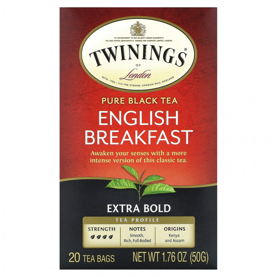  Twinings, Pure Black Tea, English Breakfast, Extra Bold, 20  , 50  (1,76 )    -     , -, 