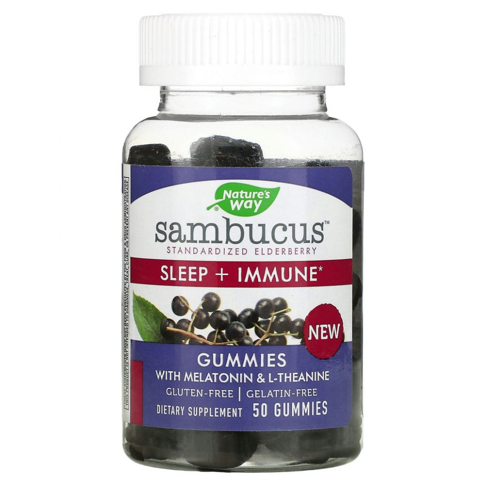  Nature's Way, Sambucus, Sleep + Immune, 50 Gummies    -     , -, 