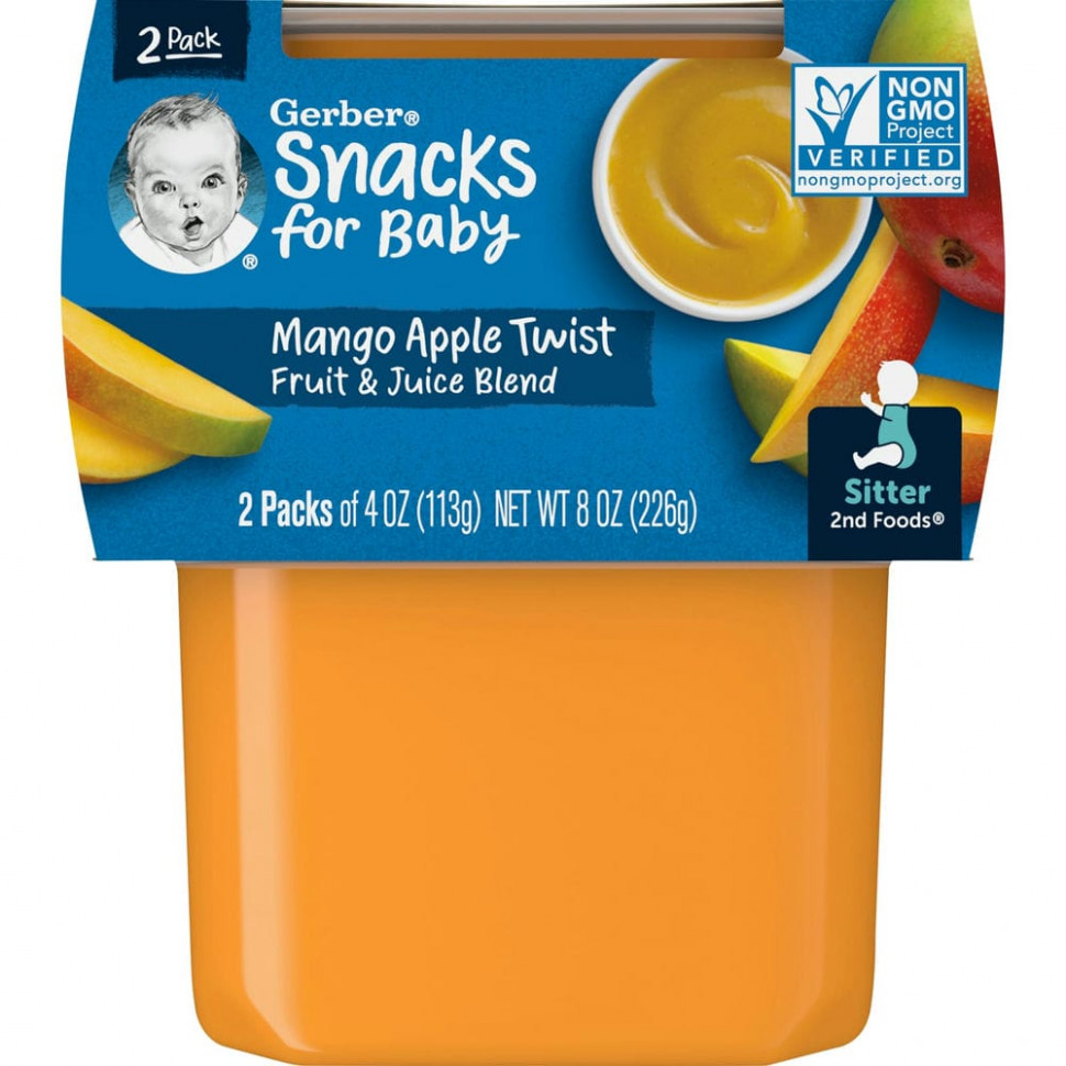 ������ ������ Gerber, Snacks For Baby, 2nd Foods, ����� � ������, 2 ��������, 113 � (4 �����)  IHerb (������) ����