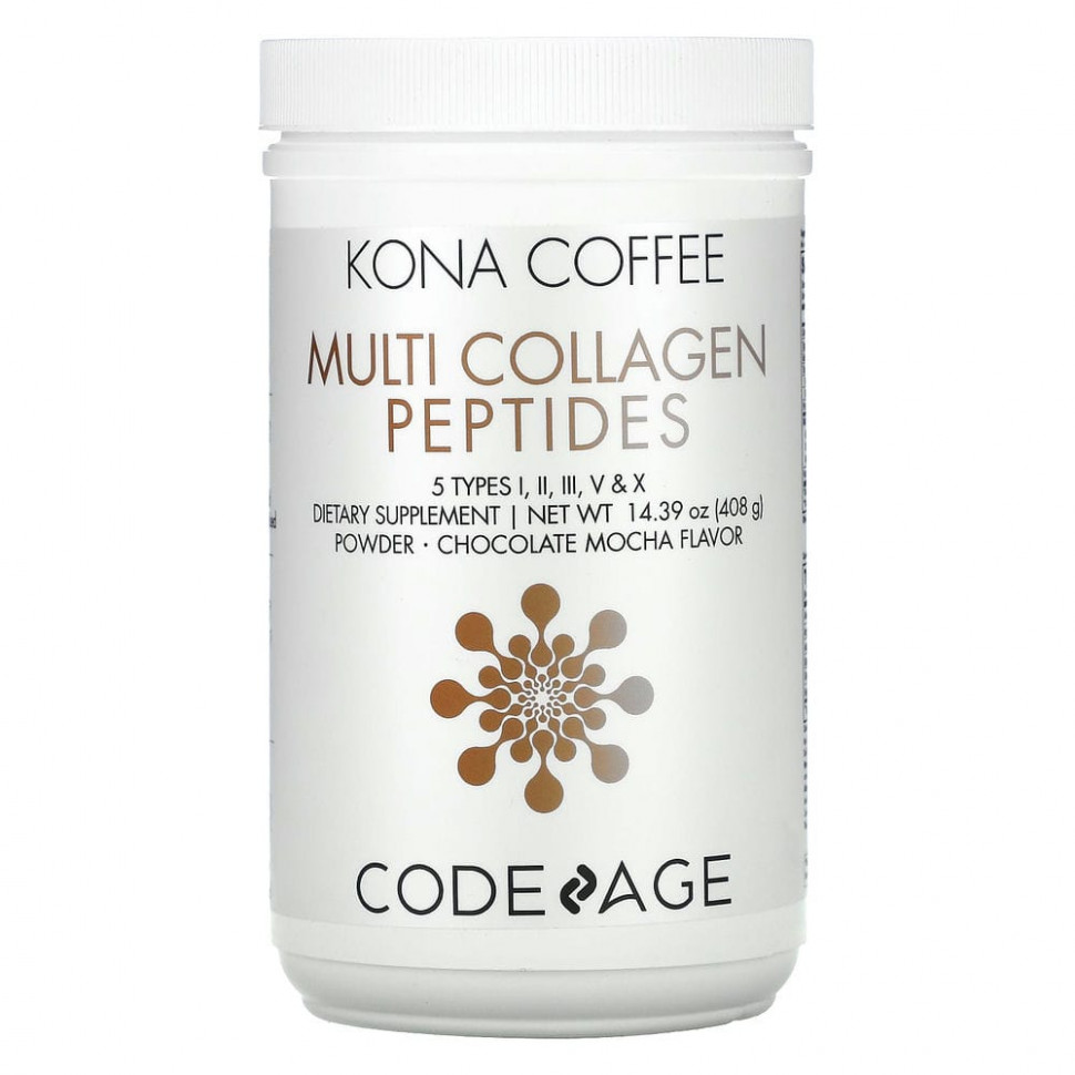  Codeage, Kona Coffee, Multi Collagen Peptides, Chocolate Mocha Flavor, 14.39 oz (408 g)    -     , -, 