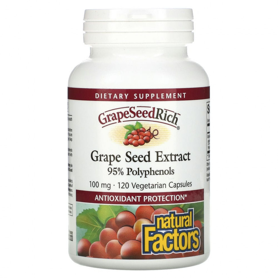 ������ ������ Natural Factors, GrapeSeedRich, �������� ����������� ��������, 100 ��, 120 �������������� ������  IHerb (������) ����