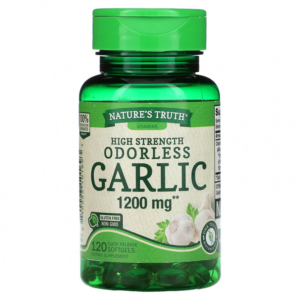  Nature's Truth, Odorless Garlic, High Strength , 1,200 mg, 120 Quick Release Softgels    -     , -, 