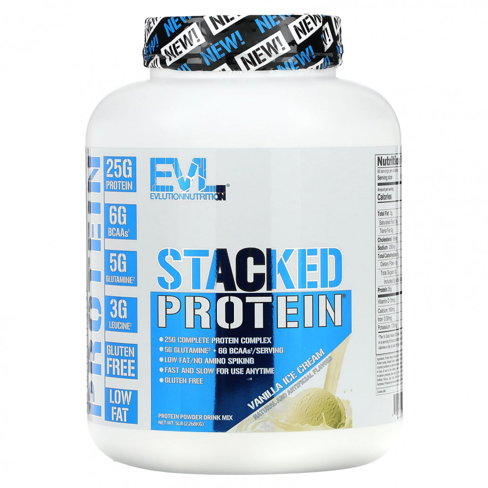 ������ ������ EVLution Nutrition, Stacked Protein, ��������� ���������, 2268 �� (5 ������)  IHerb (������) ����