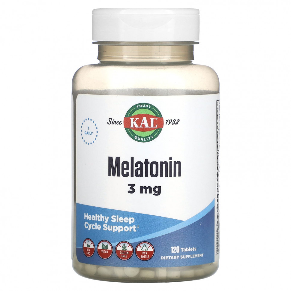  KAL, Malatonin, 3 mg, 120 Tablets    -     , -, 