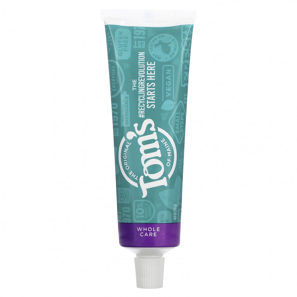 ������ ������ Tom's of Maine, Whole Care, Natural Anticavity Toothpaste with Fluoride, Peppermint, 4.0 oz (113 g)  IHerb (������) ����
