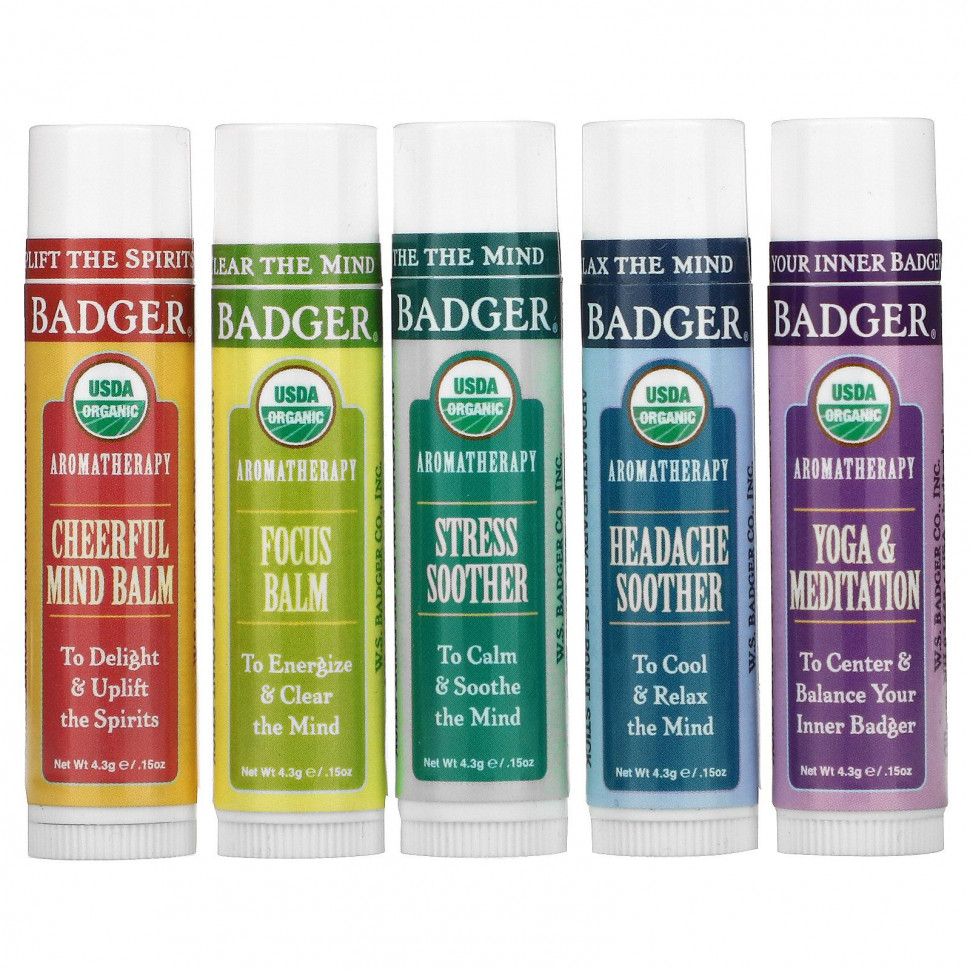 ������ ������ Badger Company, Aromatherapy Travel Kit, 5 Pack, .15 oz (4.3 g) Each  IHerb (������) ����
