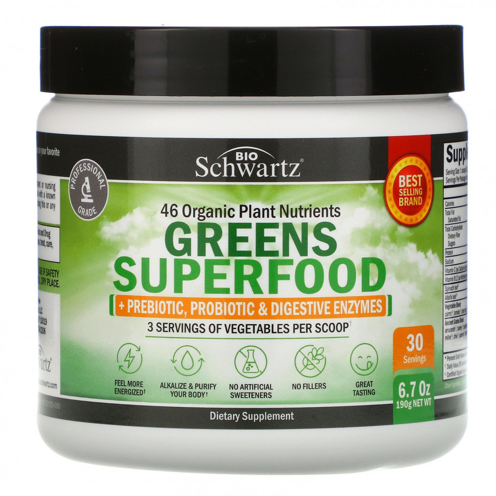  BioSchwartz, Greens Superfood, 190  (6,7 )    -     , -, 