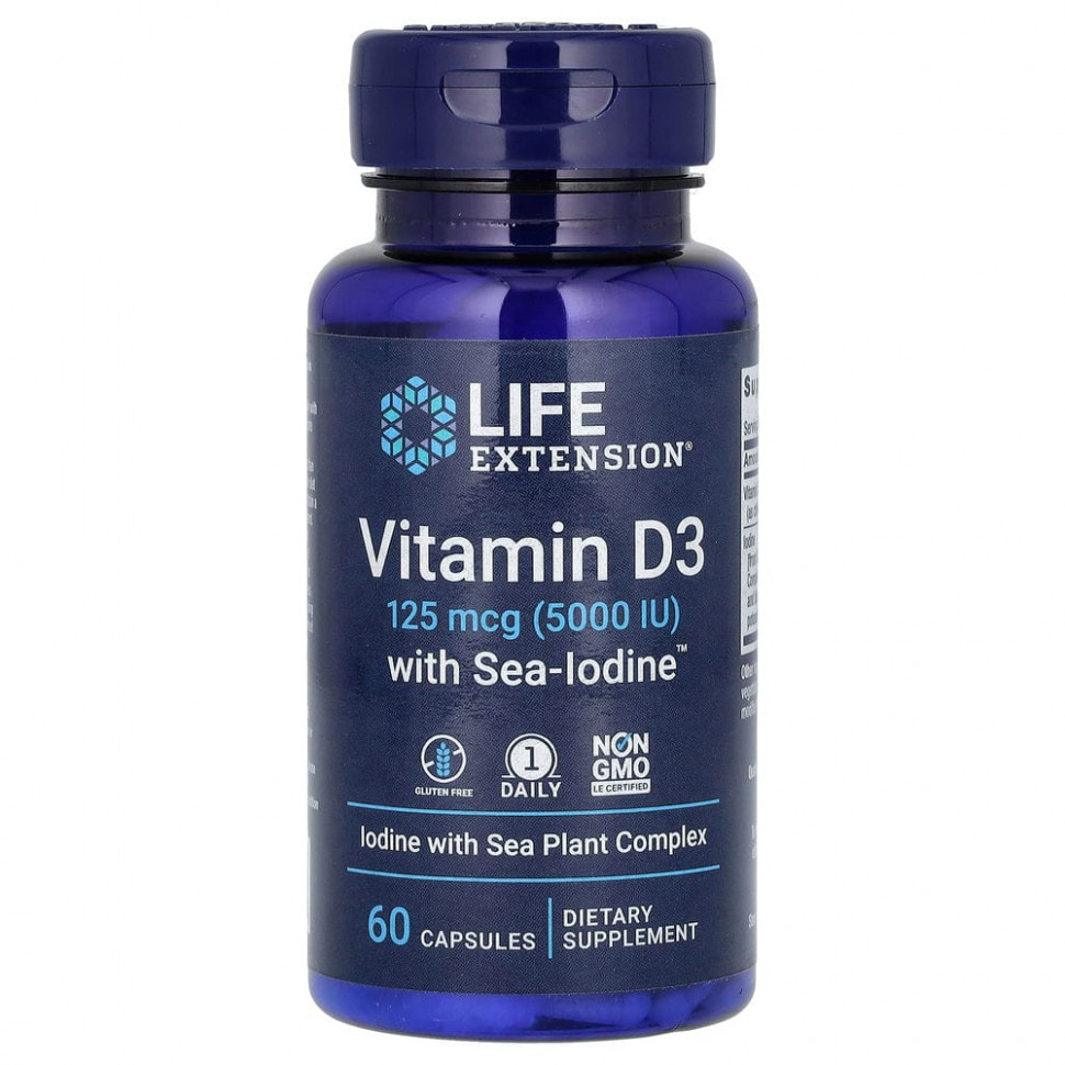  Life Extension,  D3  Sea-Iodine, 125  (5000 ), 60     -     , -, 