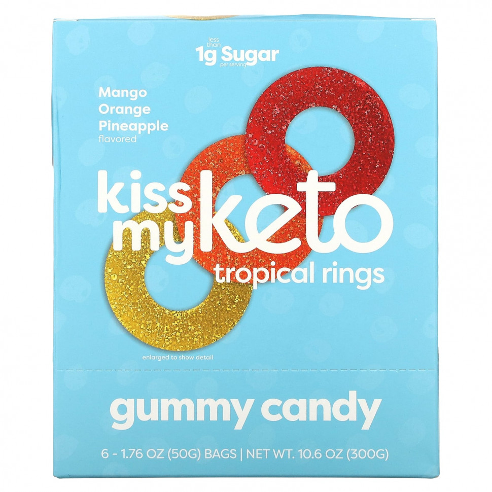  Kiss My Keto, Tropical Rings Gummy Candy, ,   , 6   50  (1,76 )    -     , -, 