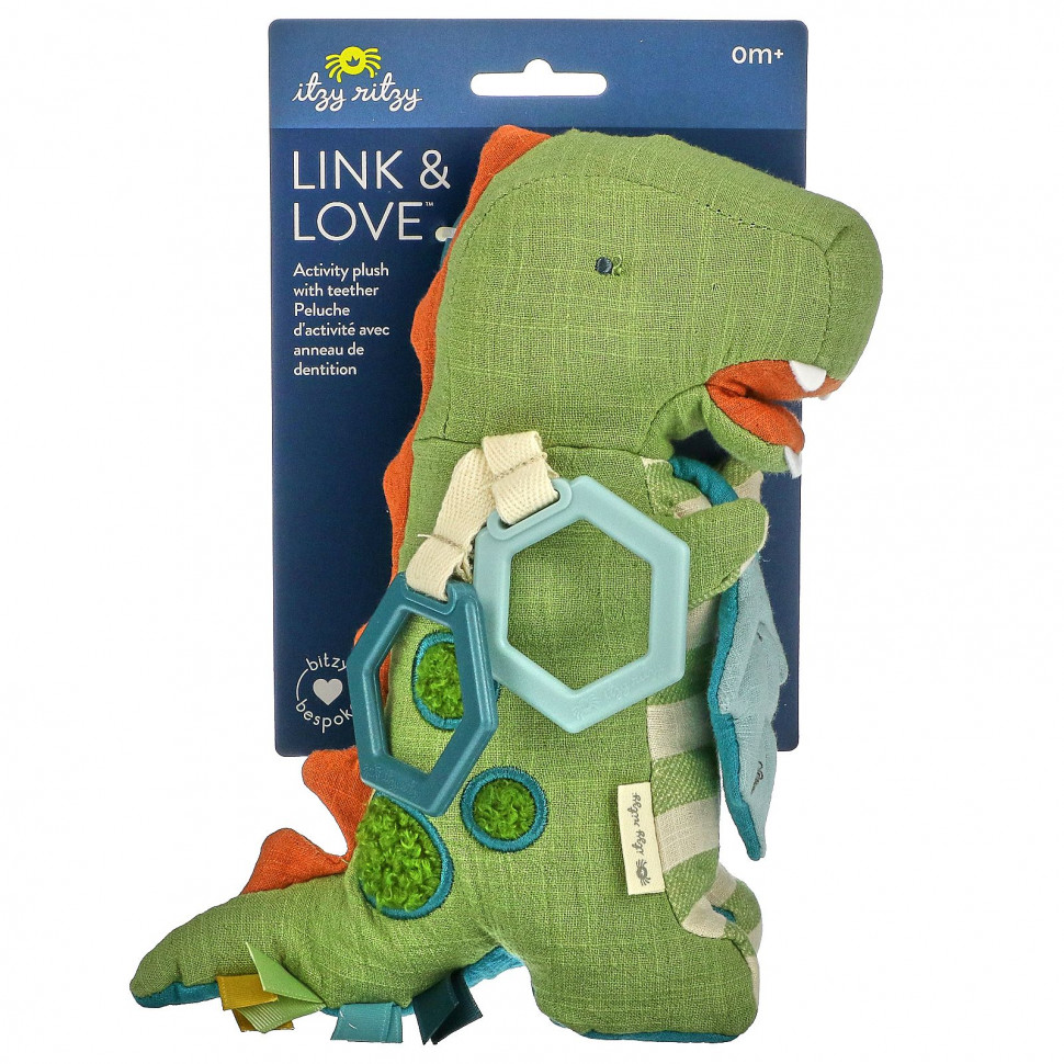 ������ ������ itzy ritzy, Link & Love, Activity Plush With Teether, 0+ Months, Dino, 1 Teether  IHerb (������) ����