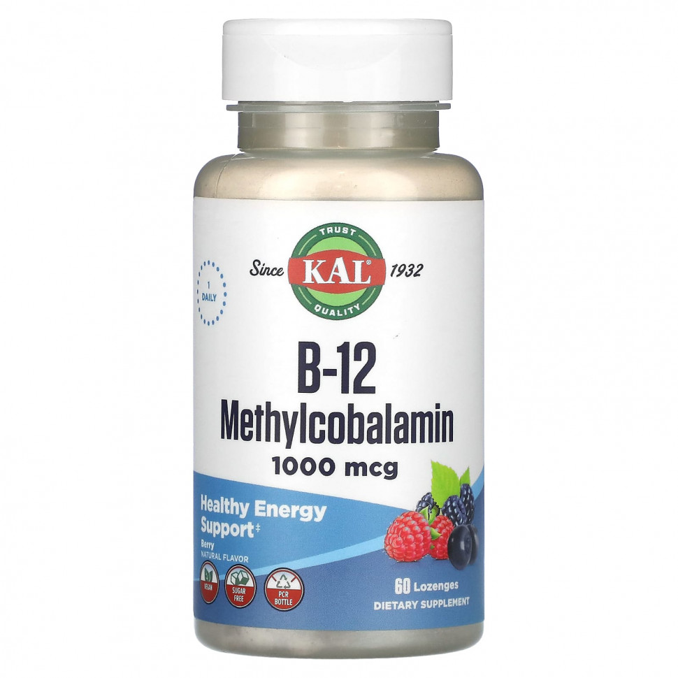 ������ ������ KAL, B-12 Methylcobalamin, Berry, 1,000 mcg, 60 Lozenges  IHerb (������) ����