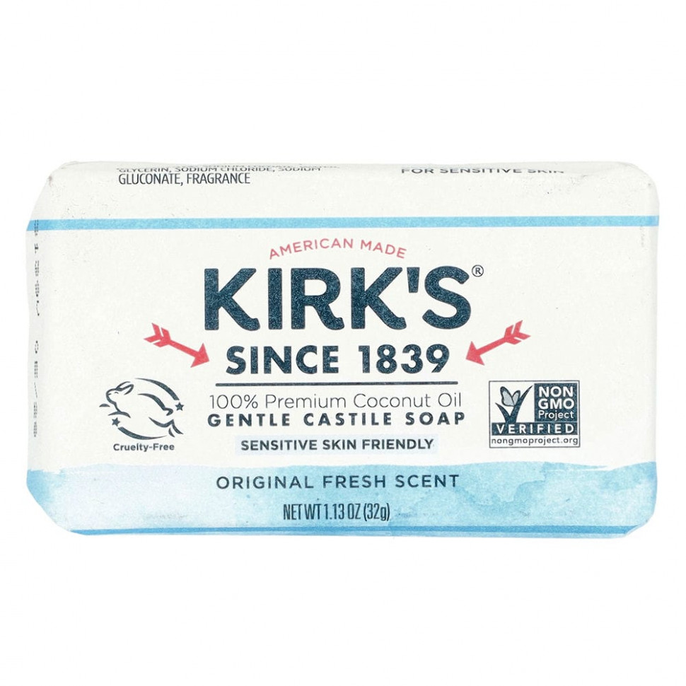 ������ ������ Kirk's, Gentle Castile Soap Bar, Original Fresh Scent, 1.13 oz (32 g)  IHerb (������) ����