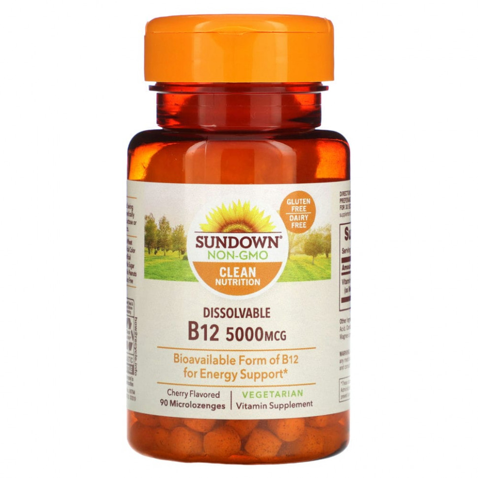 ������ ������ Sundown Naturals, Dissovable B12, �����, 5000 ���, 90 ����������  IHerb (������) ����
