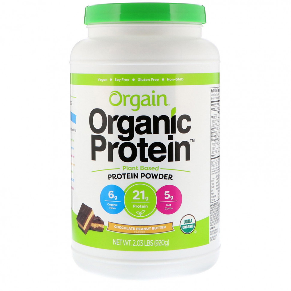  Orgain, Organic Protein Powder Plant Based, Chocolate Peanut Butter, 2.03 lb (920 g)    -     , -, 