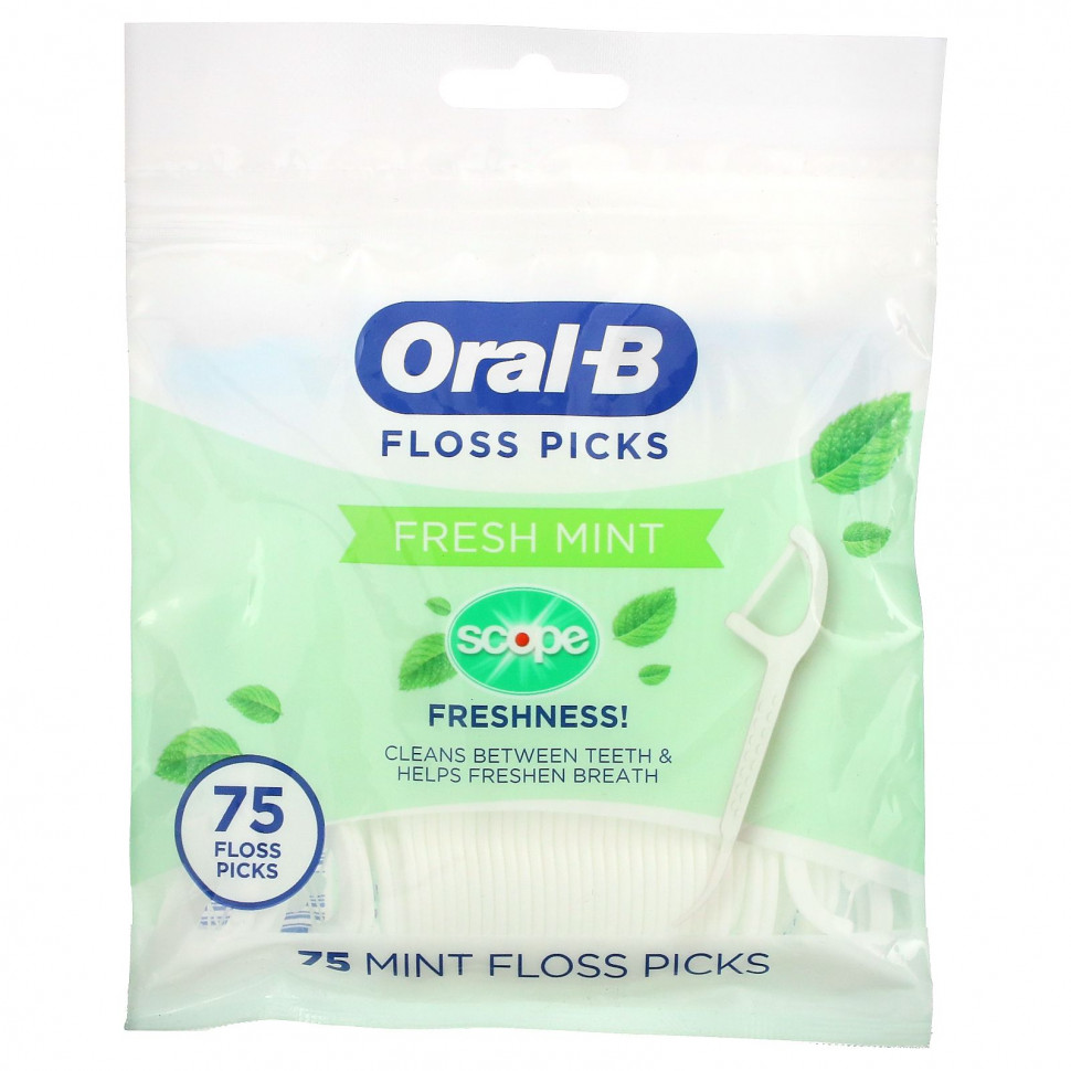 ������ ������ Oral-B, Scope Floss Picks, ������ ����, 75 ����������  IHerb (������) ����