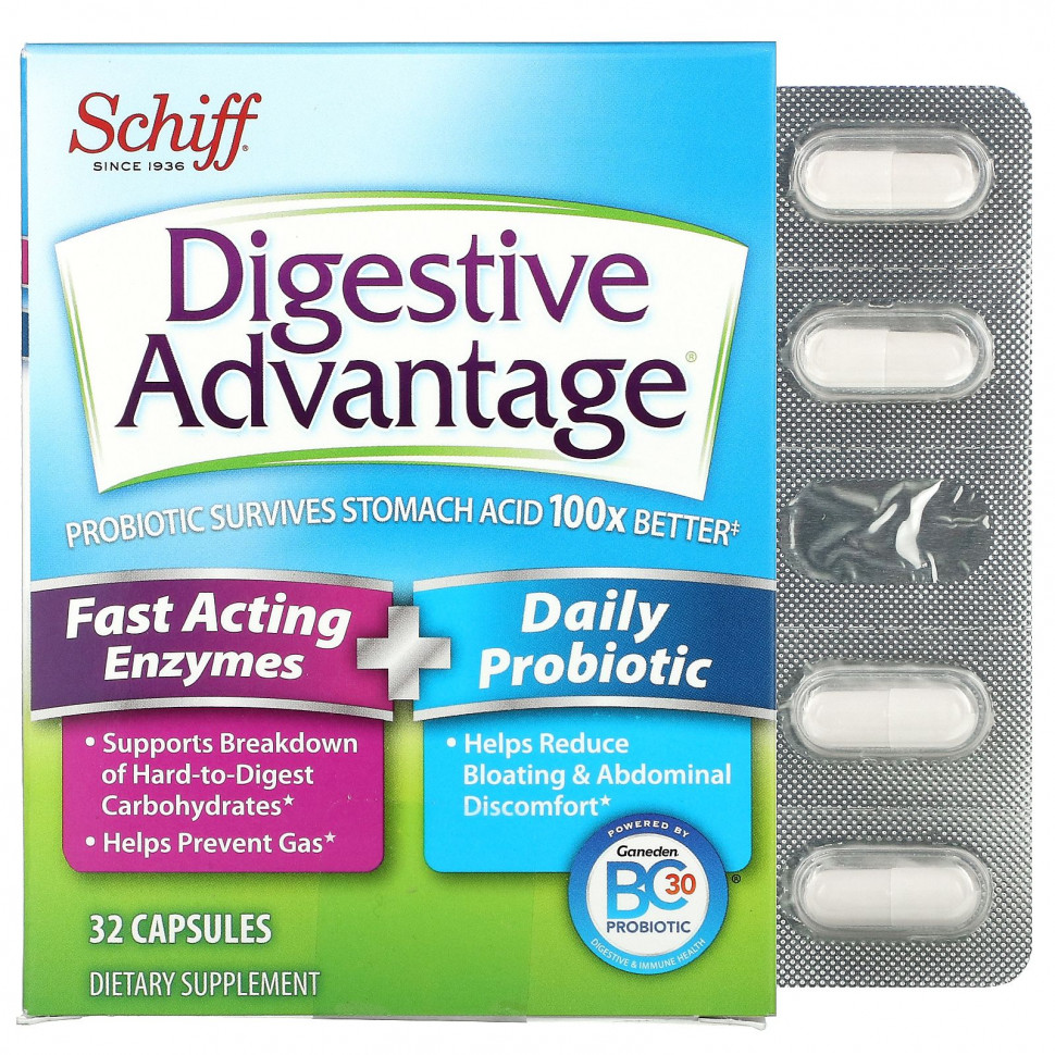������ ������ Schiff, Digestive Advantage, ����������������� �������� + ��������� ��� ����������� ����������, 32 �������  IHerb (������) ����