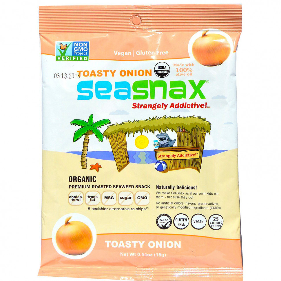  SeaSnax, Toasty Onion, Roasted Seaweed Snack, 5 sheets - .54 oz (15 g)    -     , -, 