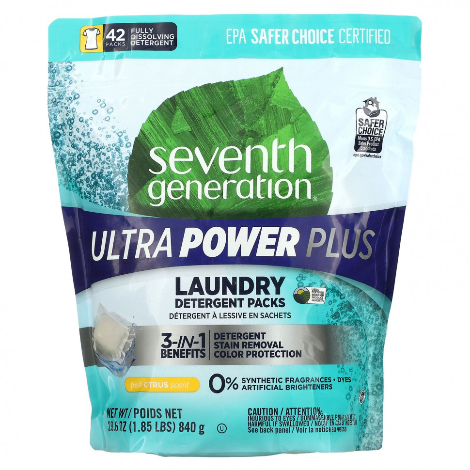 ������ ������ Seventh Generation, �������� ��� ������, Ultra Power Plus, �� ������ ����������, 42 ��������, 840 � (29,6 �����)  IHerb (������) ����