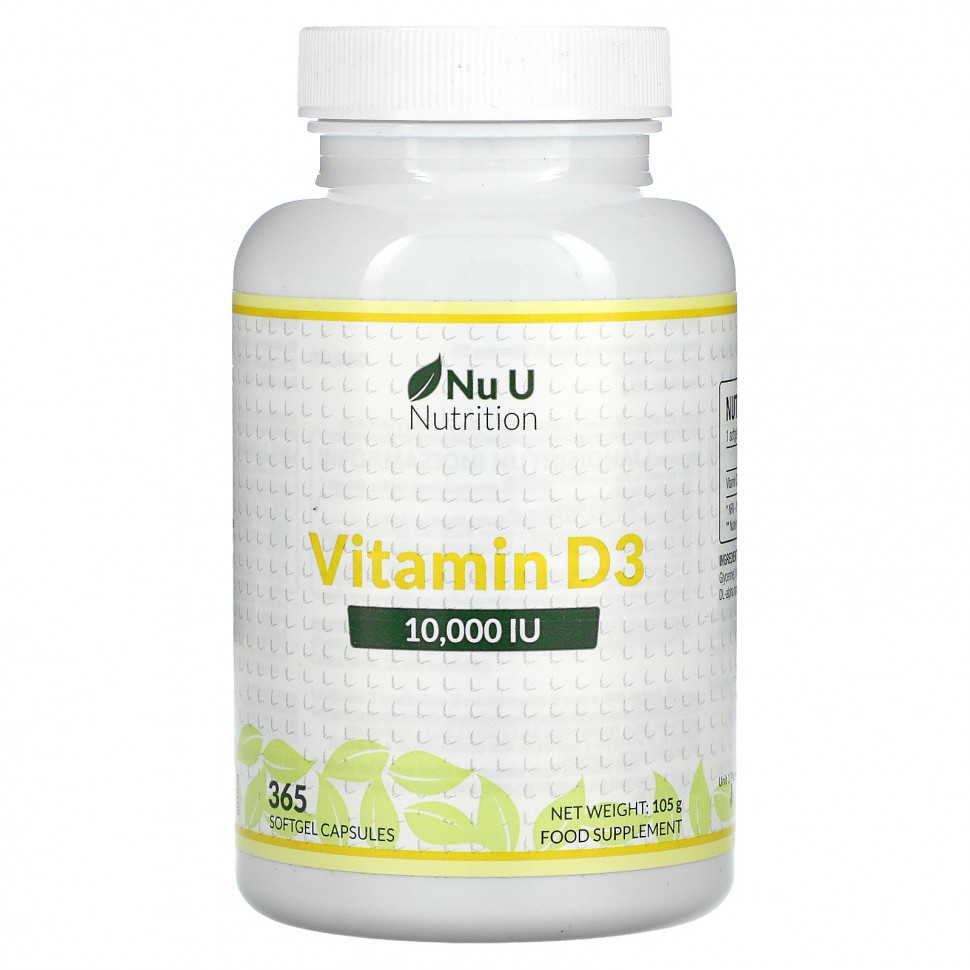  Nu U Nutrition,  D3, 10 000 , 365      -     , -, 