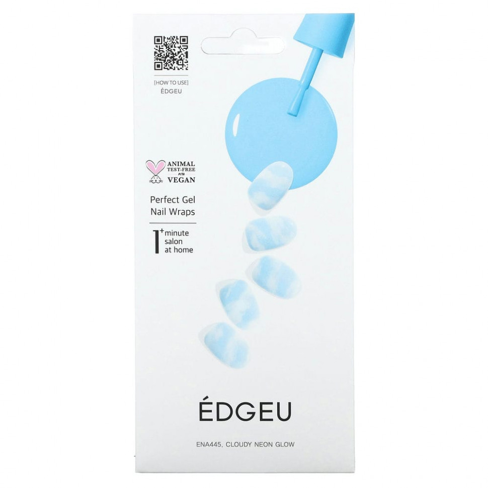  Edgeu, Perfect Gel Nail Wraps, ENA445, Cloudy Neon Glow,   16     -     , -, 