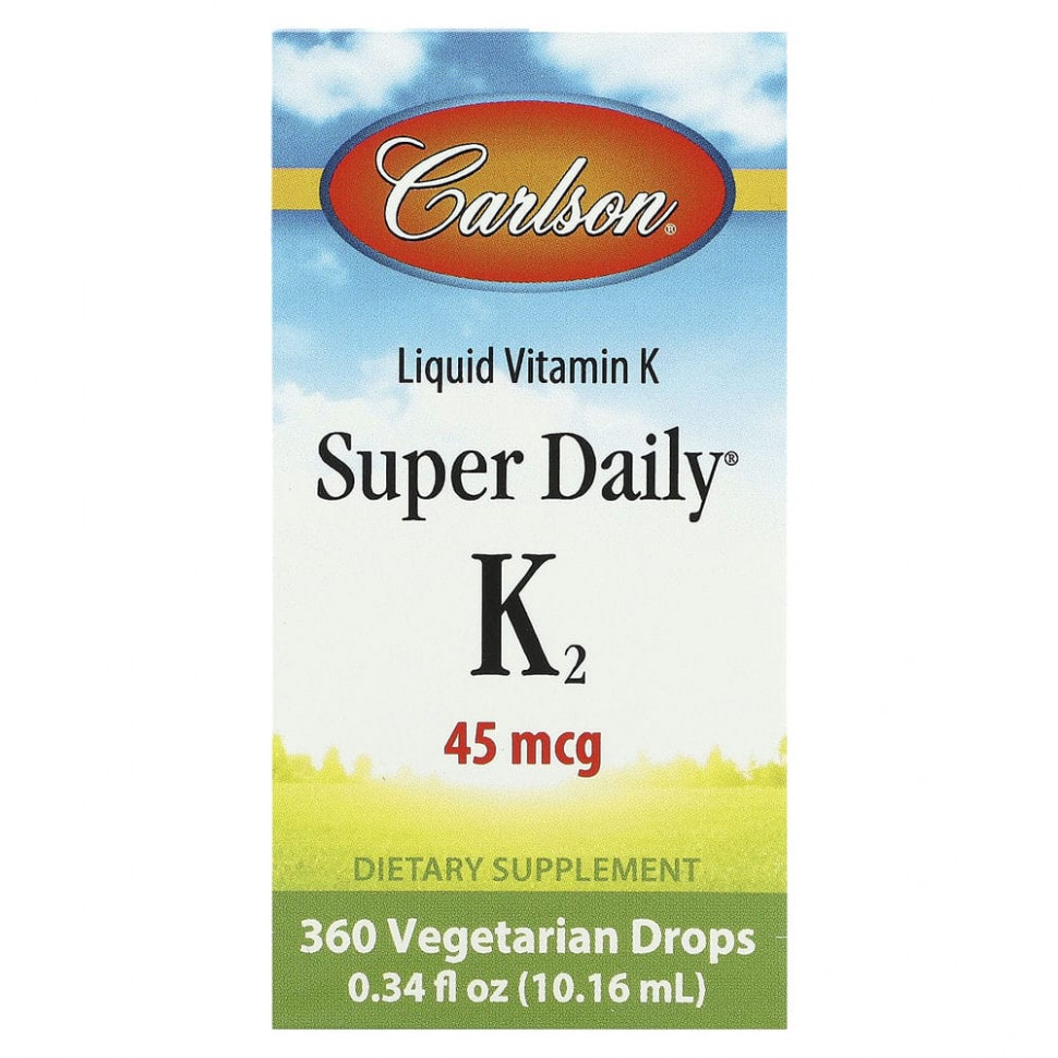  Carlson, Liquid Vitamin K, Super Daily K2, 0.34 fl oz (10.16 ml)    -     , -, 