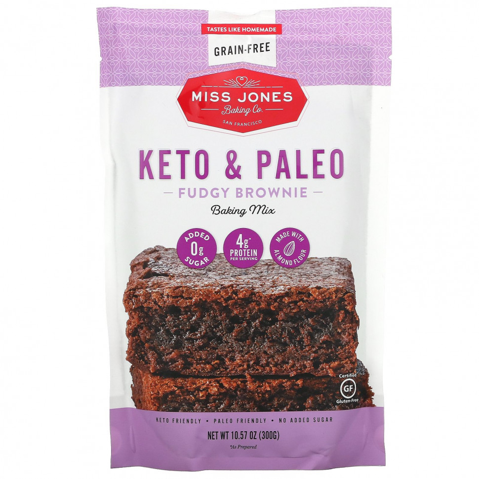  Miss Jones Baking Co,    Keto & Paleo Fudgy Brownie, 300  (10,57 )    -     , -, 