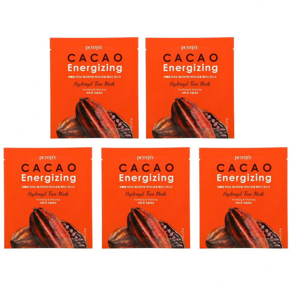 ������ ������ Petitfee, Cacao Energizing Hydrogel Face Mask, 5 Pack, 1.12 oz (32 g)  IHerb (������) ����