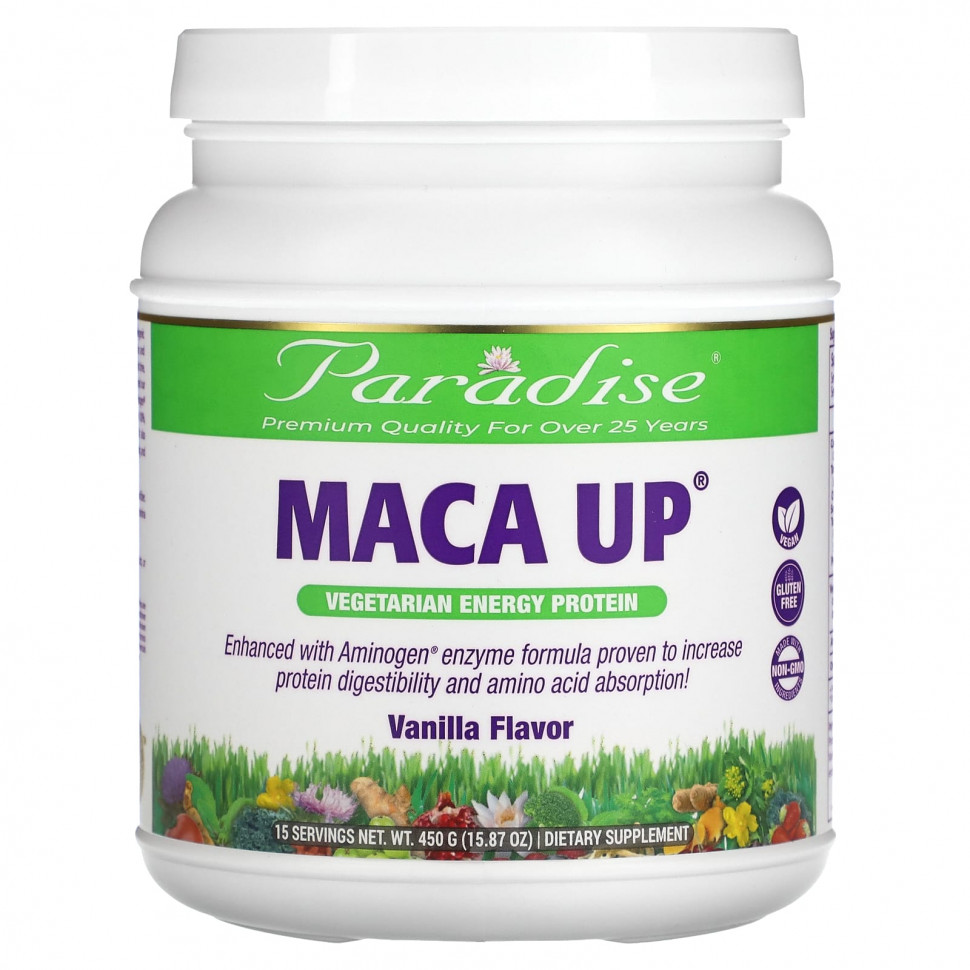  Paradise Herbs, Maca Up, Vegetarian Energy Protein, Vanilla, 15.87 oz (450 g)    -     , -, 