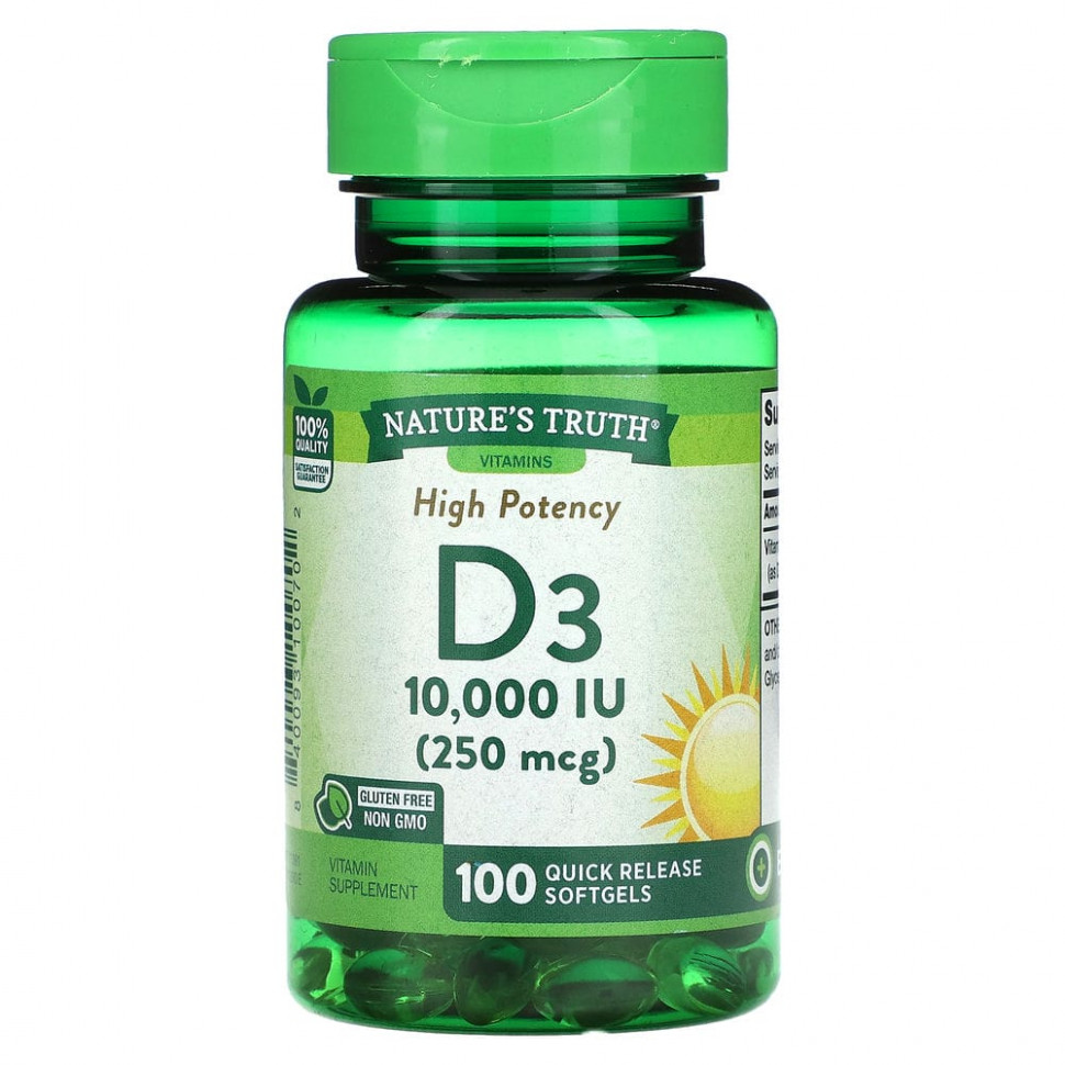 ������ ������ Nature's Truth, Vitamin D3, High Potency, 250 mcg (10,000 IU), 100 Quick Release Softgels  IHerb (������) ����