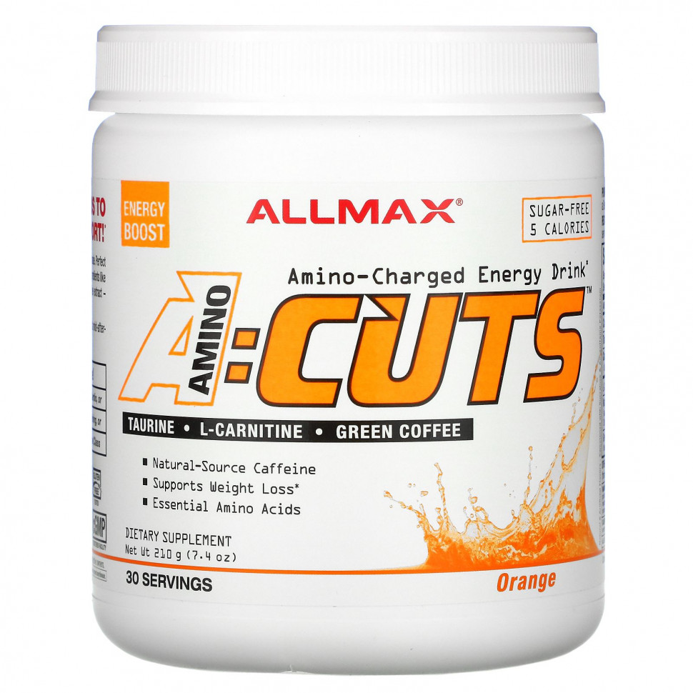  ALLMAX Nutrition, ACUTS, Amino-Charged Energy Drink, Arctic Orange, 7.4 oz (210 g)    -     , -, 