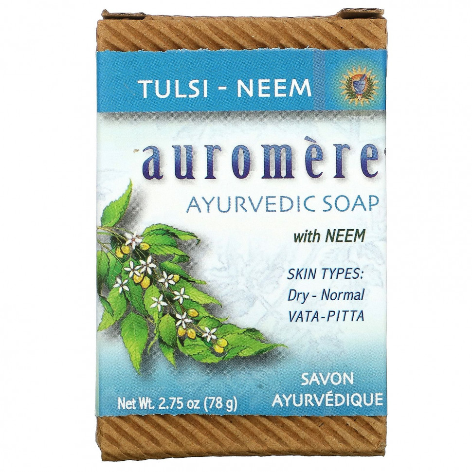 ������ ������ Auromere, Ayurvedic Soap, with Neem, Tulsi-Neem, 2.75 oz (78 g)  IHerb (������) ����