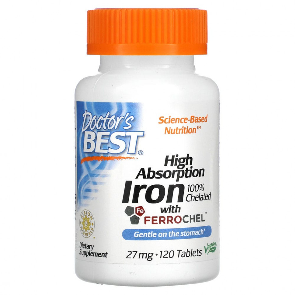 ������ ������ Doctor's Best, �������������� ������ � Ferrochel, 27 ��, 120 ��������  IHerb (������) ����