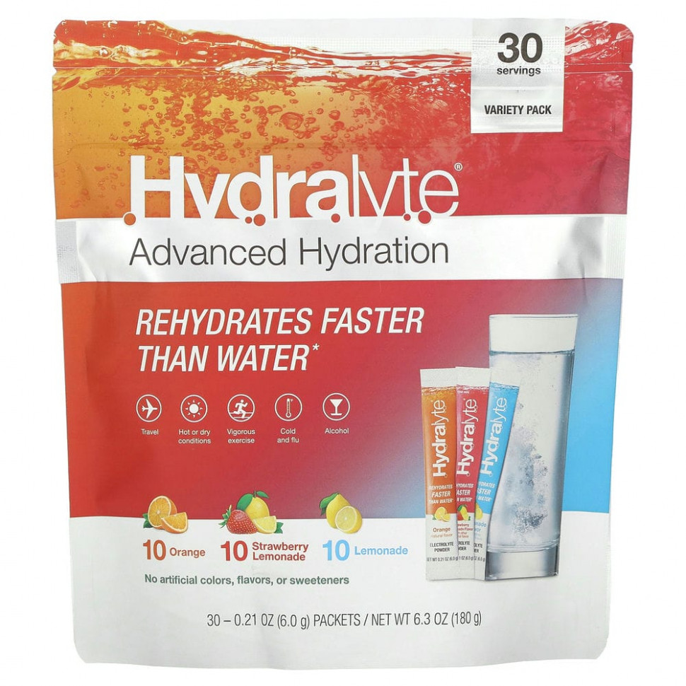  Hydralyte, Advanced Hydration, Variety Pack, ,  , , 30   6  (0,21 )    -     , -, 