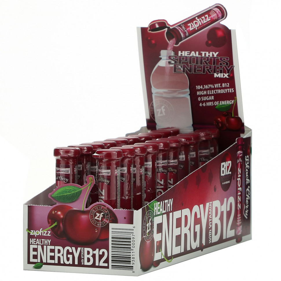 ������ ������ Zipfizz, Healthy Energy Mix With Vitamin B12, Black Cherry, 20 Tubes, 0.39 oz (11 g) Each  IHerb (������) ����