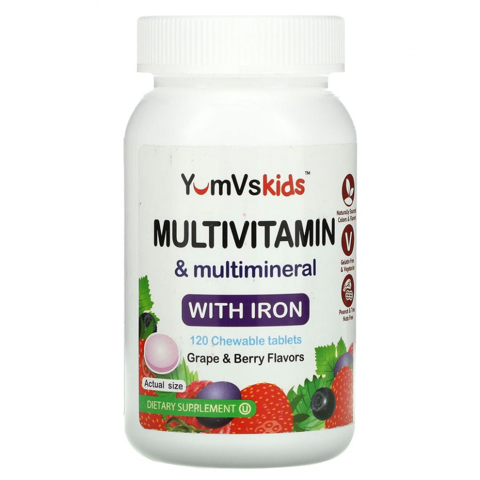  YumV's, Multivitamin & Multimineral With Iron, Grape & Berry Flavor, 120 Chewable Tablets    -     , -, 